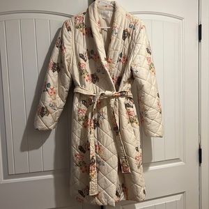 Sipos Quilted Cream and Floral Jacket with Belt EUC